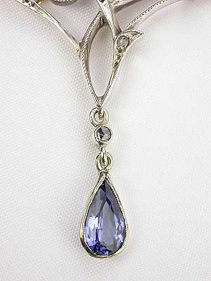 Art Nouveau  Style Sapphire and Diamond Pendant