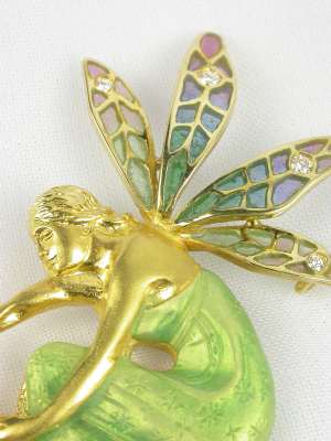 Nouveau 1910 Nymph Pendant and Brooch