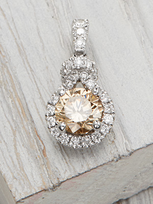 Vintage Inspired Champagne Diamond Pendant