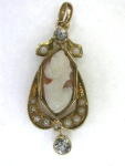 French Cameo Pendant with Pearls and Diamonds