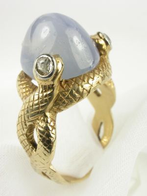 Antique Victorian Snake Ring with Star Sapphire