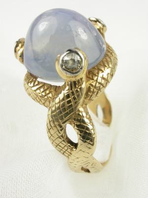 Antique Victorian Snake Ring with Star Sapphire