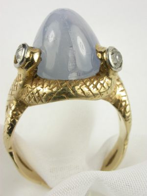 Antique Victorian Snake Ring with Star Sapphire