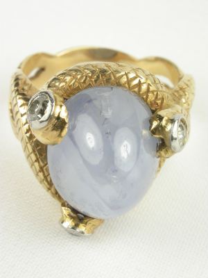 Antique Victorian Snake Ring with Star Sapphire