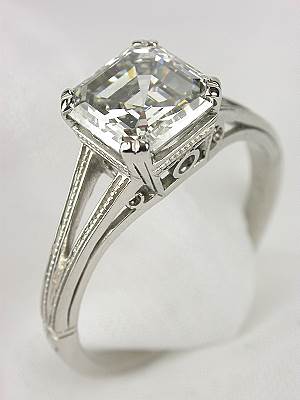 Asscher Cut Diamond Antique Engagement Ring