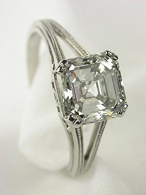 Asscher Cut Diamond Antique Engagement Ring