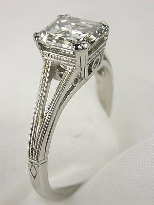 Asscher Cut Diamond Antique Engagement Ring