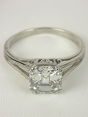 Asscher Cut Diamond Antique Engagement Ring