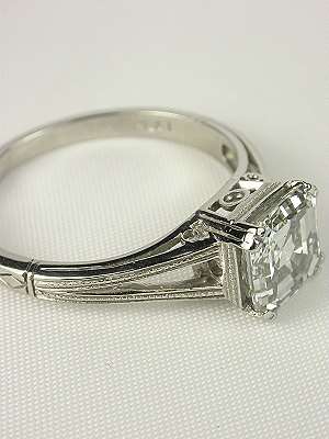 Asscher Cut Diamond Antique Engagement Ring