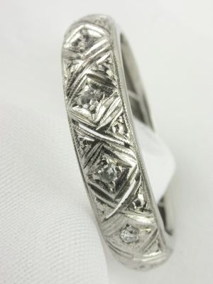 Antique Art Deco Filigree and Diamond Wedding Ring