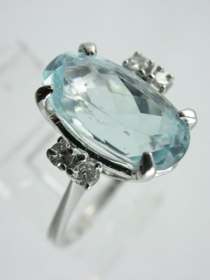 Antique  Aquamarine Engagement Ring