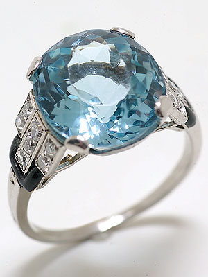 Art Deco Aquamarine Engagement Ring