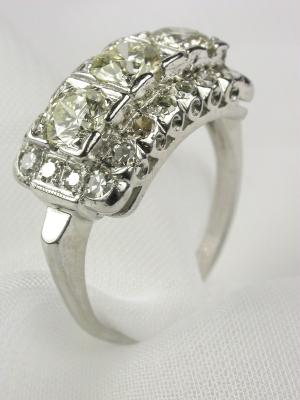 Antique Diamond Cross-Finger Wedding Ring