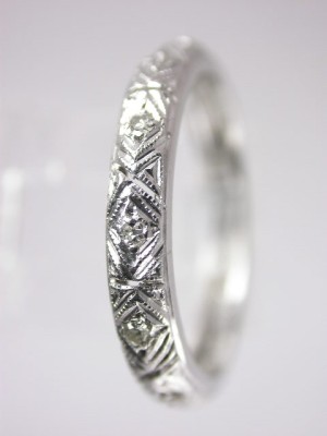 Antique Art Deco Filigree and Diamond Wedding Ring