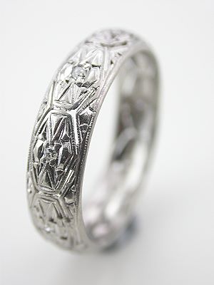 Pierced and Engraved Platinum Wedding Band