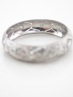 Pierced and Engraved Platinum Wedding Band