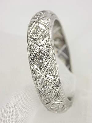 Antique Art Deco Filigree and Diamond Wedding Ring