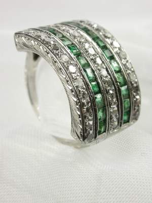 Art Deco Emerald and Diamond Ring