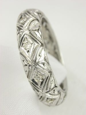 Art Deco Filigree Diamond Wedding Ring