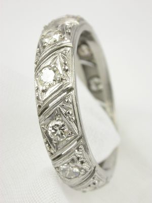 Filigree and Diamond Antique Wedding Ring