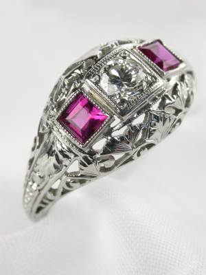 Antique Art Deco Ruby Engagement Ring