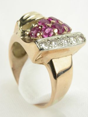 Retro Ruby Rose Gold Antique Ring