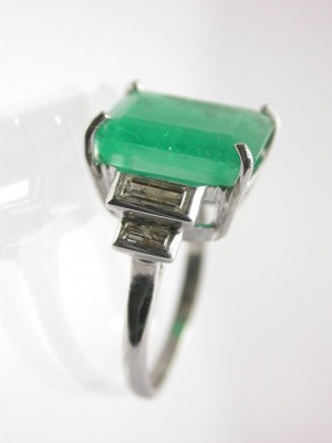 Estate Emerald and Platinum Engagement Ring