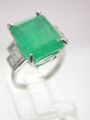 Estate Emerald and Platinum Engagement Ring