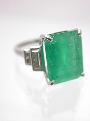 Estate Emerald and Platinum Engagement Ring