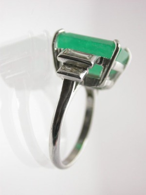 Estate Emerald and Platinum Engagement Ring