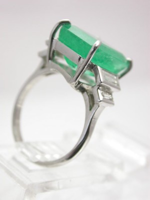 Estate Emerald and Platinum Engagement Ring