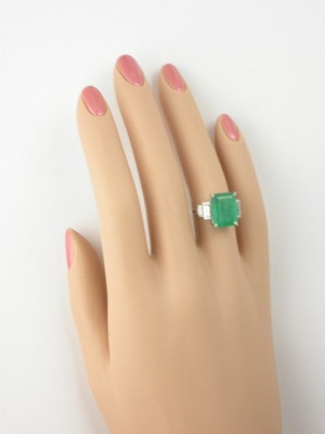 Estate Emerald and Platinum Engagement Ring