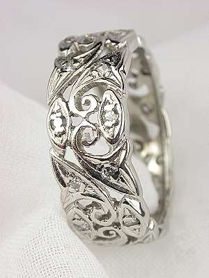 Eternity Band with Leaf and Scroll Design