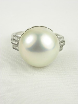 Antique Mobe Pearl Engagement Ring