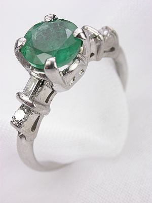 Emerald and Diamond Engagement Ring