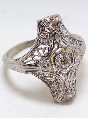 Art Deco Platinum  Filigree Ring