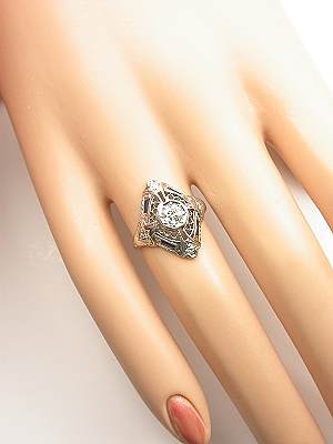 Art Deco Filigree Antique Cocktail Ring