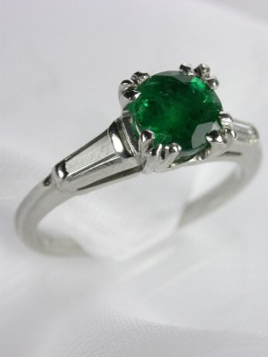 Vintage Emerald Antique Engagement Ring