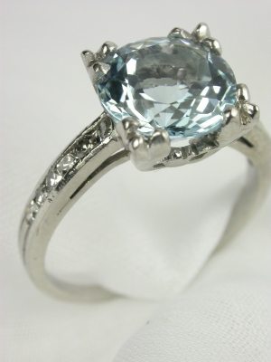 1945 Aquamarine Antique Engagement Ring