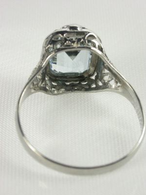 1930s Filigree Aquamarine Engagement Ring