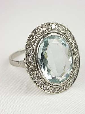 Vintage 1950s Aquamarine Engagement Ring