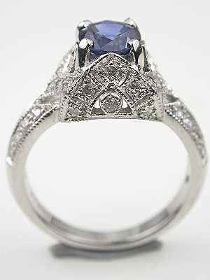 Antique Style Platinum Sapphire Engagement Ring