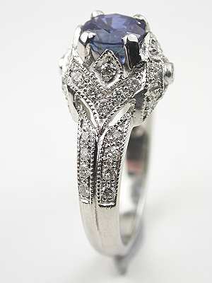 Antique Style Platinum Sapphire Engagement Ring