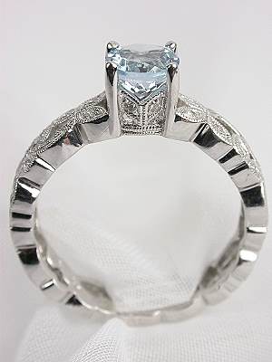 Charming Floral Aquamarine Engagement Ring