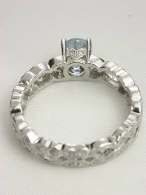 Charming Floral Aquamarine Engagement Ring