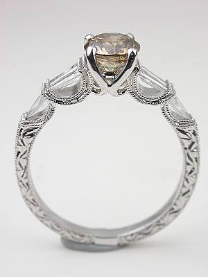 Dramatic Champagne Diamond Engagement Ring