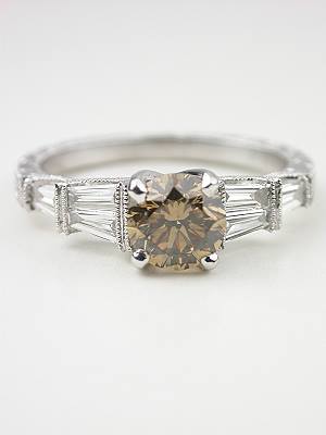 Dramatic Champagne Diamond Engagement Ring