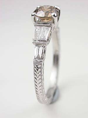 Dramatic Champagne Diamond Engagement Ring