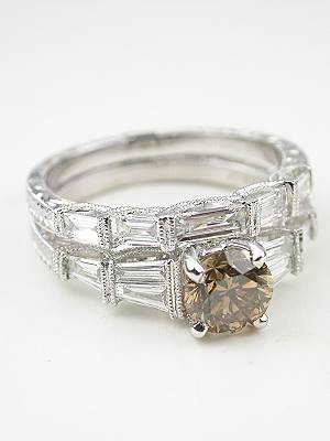 Dramatic Champagne Diamond Engagement Ring
