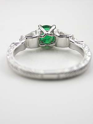 Emerald and Baguette Cut Diamond Engagement Ring